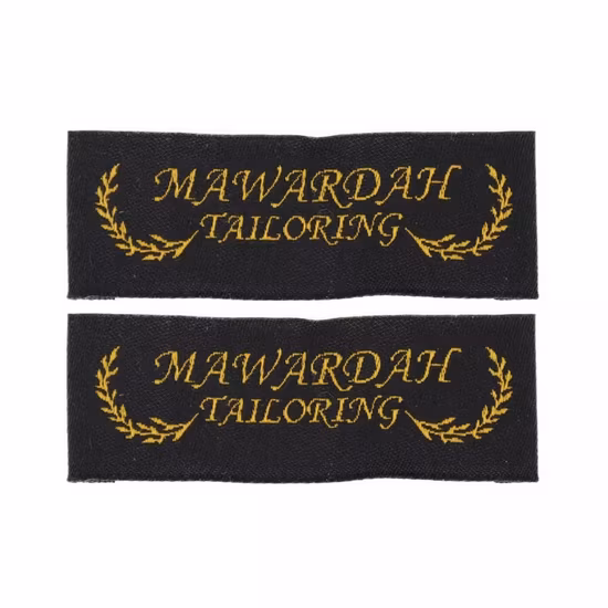 Custom Silicone Polyester Satin Woven Tag Logo Label for Fashion Garment Bags Shoes Hats