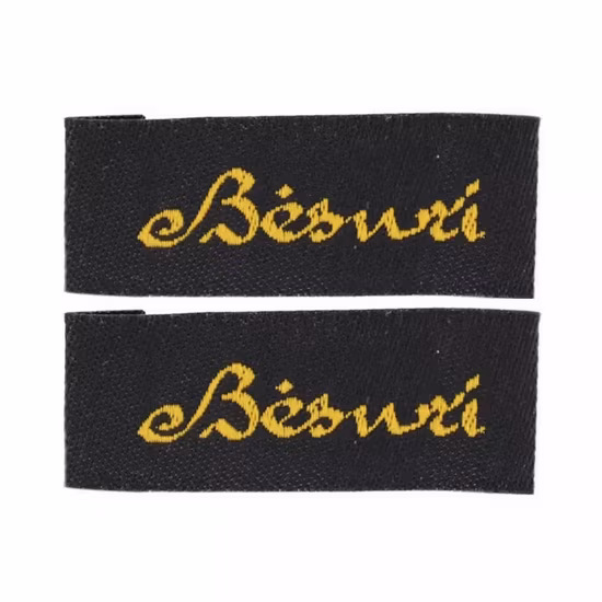 Custom Silicone Polyester Satin Woven Tag Logo Label for Fashion Garment Bags Shoes Hats